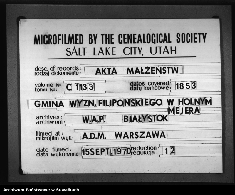 image.from.unit.number "Duplikat Akt Zawartych Ślubów przez Osoby Wyznania Filipońskiego w Gminie Hołny Mejerowskie Od dnia 20 Grudnia do dnia 10/31 Grudnia 1853 r."