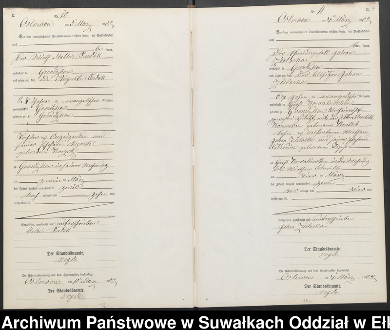 image.from.unit.number "Sterbe-Neben-Register des Preussischen Standes-Amtes Orlowen Kreis Lötzen"