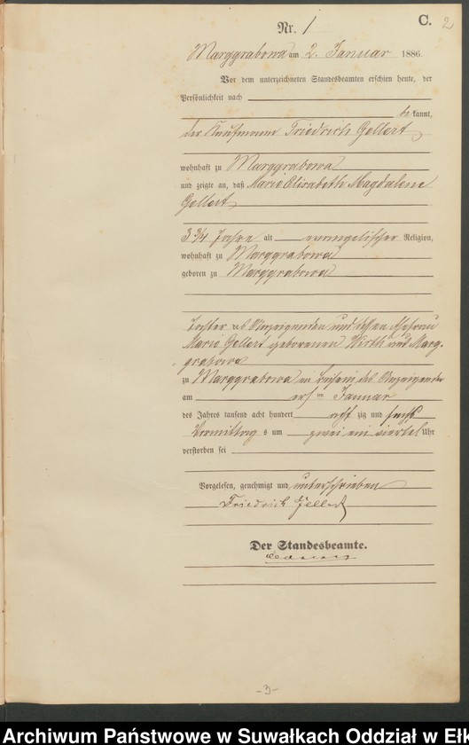 image.from.unit.number "Sterbe-Haupt-Register des Königlichen Preussischen Standes-Amtes Stadtgemeinde Marggrabowa Kreis Oletzko"