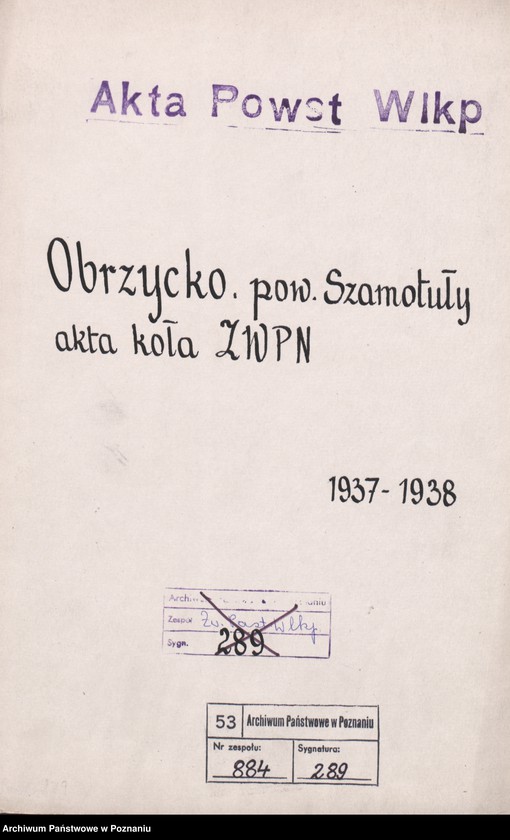Obraz 3 z jednostki "Obrzycko, powiat Szamotuły - akta koła."