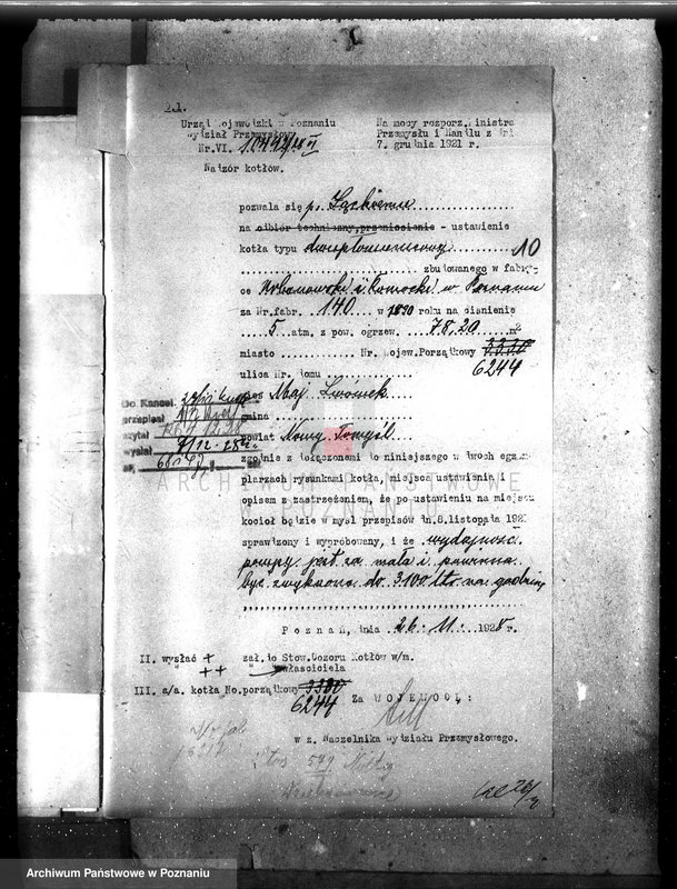 Obraz 15 z jednostki "Gorzelnia rolnicza maj. Lwówek, własność St. Łąskiego nr woj. kotła 6244"