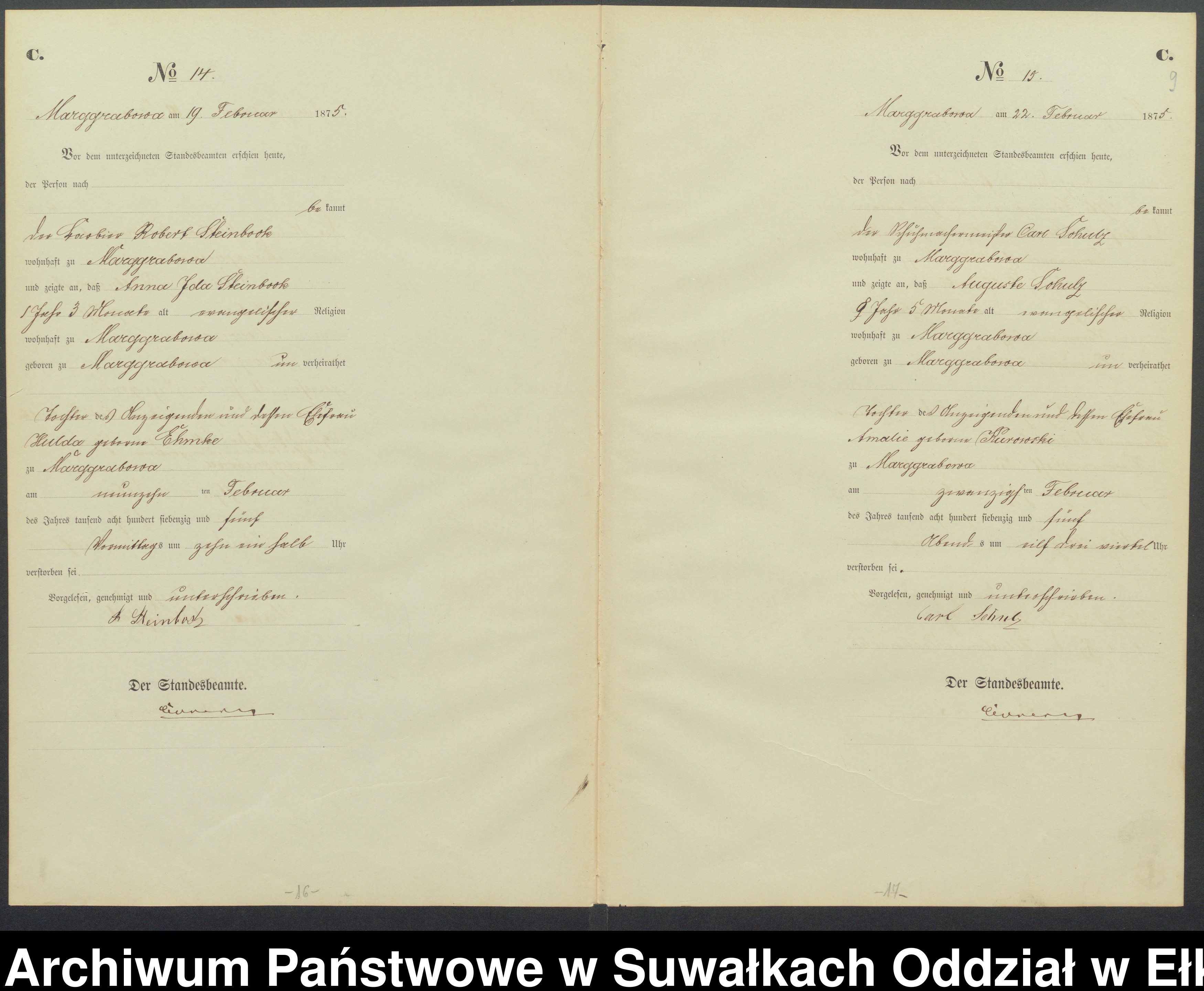 Skan z jednostki: Haupt-Sterbe-Register des Königlich Preussischen Standes-Amtes Stadtgemeinde Marggrabowa Kreis Oletzko