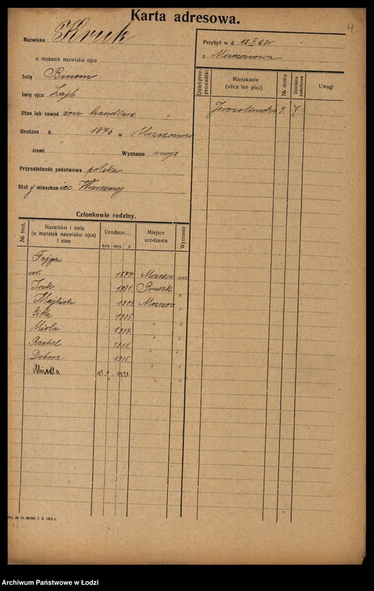 Obraz 6 z jednostki "[Spis ludności Łodzi] Kruk - Krol"