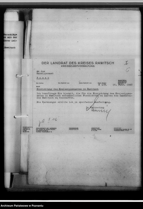 Obraz 10 z jednostki "[Korespondencja w sprawach organizacyjnych, sprawozdania z działalności], Kreissippenamt Rawitsch [Rawicz]"