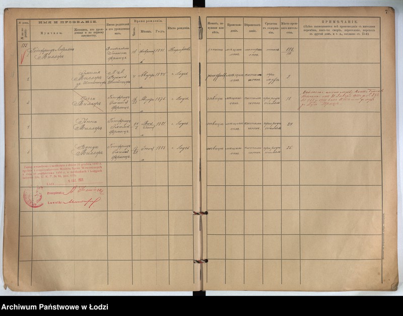 Obraz 6 z jednostki "[Księga ludności stałej m. Łodzi guberni piotrkowskiej nr domu 893-903]"