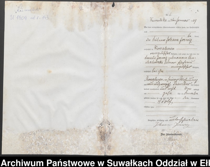 image.from.unit.number "[Geburts-Haupt-Register des Königlichen Preussischen Standes-Amtes Kumilsko Kreis Johannisburg]"