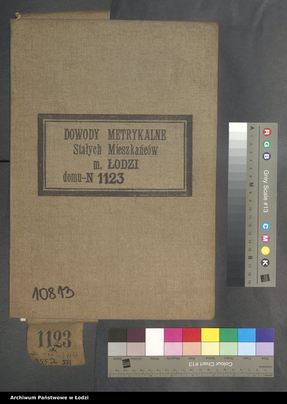 Obraz 1 z jednostki "Dowody metrykalne stałych mieszkańców m. Łodzi nr domu 1123, s. 255-371"