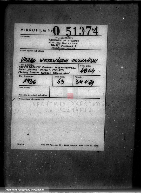 image.from.unit.number "Zatwierdzenie zakładu przemysłowego Firmy Stomil Spółka Akcyjna w Poznaniu /projekt budowy oddziału badania opon/"