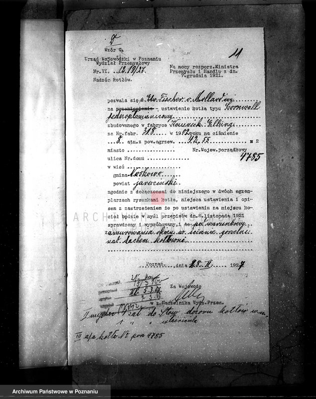 Obraz 18 z jednostki "Gorzelnia w Noskowie pow. jarociński /Fischer von Mollard/ nr woj. kotła 4785"