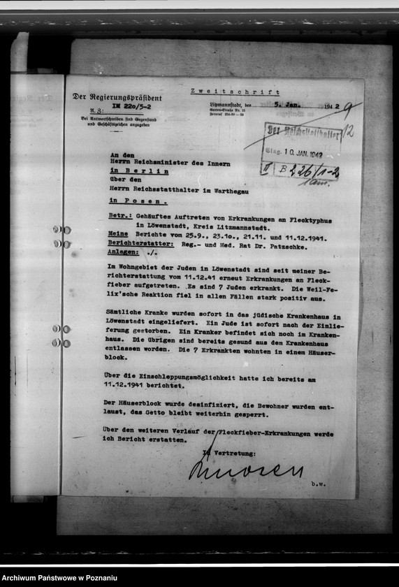 Obraz 16 z jednostki "Flecktyphus im Getto in Löwenstadt, in Zelow, Litzmannstadt (Łódź), Welun, Dobra, Pabianice. Pockenerkrankung"