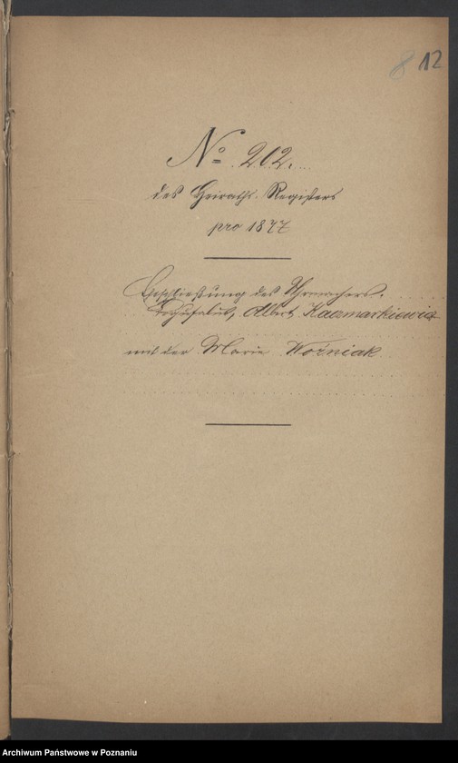 Obraz 14 z jednostki "Die von den Verlobten zum Aufgebot beigebrachten Urkunden pro 1877"