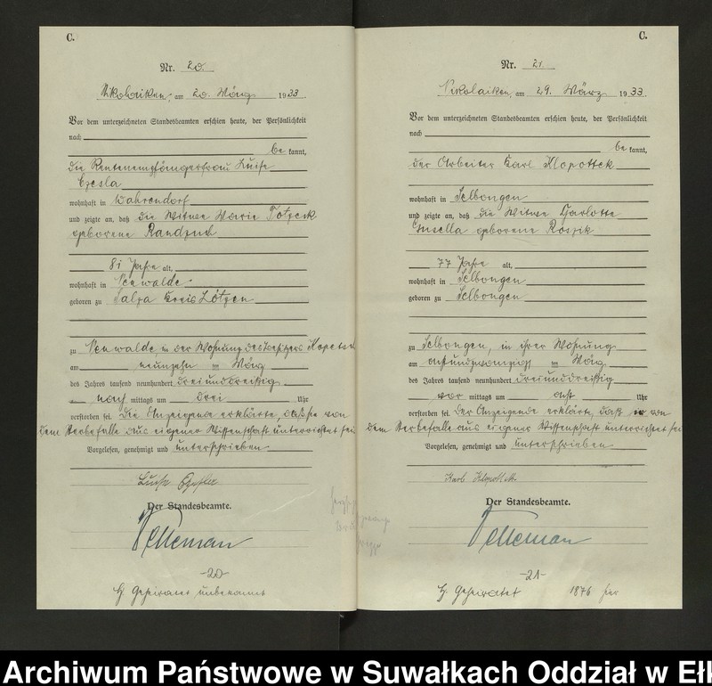 Obraz 13 z jednostki "Sterbe=Haupt=Register des Königlichen Preussischen Standes-Amtes Nikolaiken Kreis Sensburg"