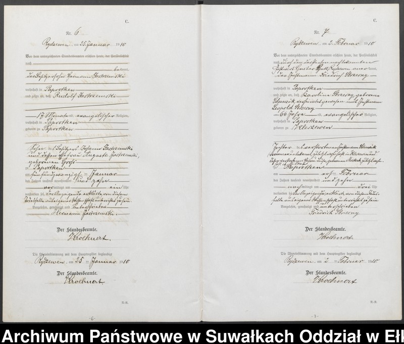 image.from.unit.number "C 2. Sterbe=Register (Neben=Register) Standesamt Rydzewen"