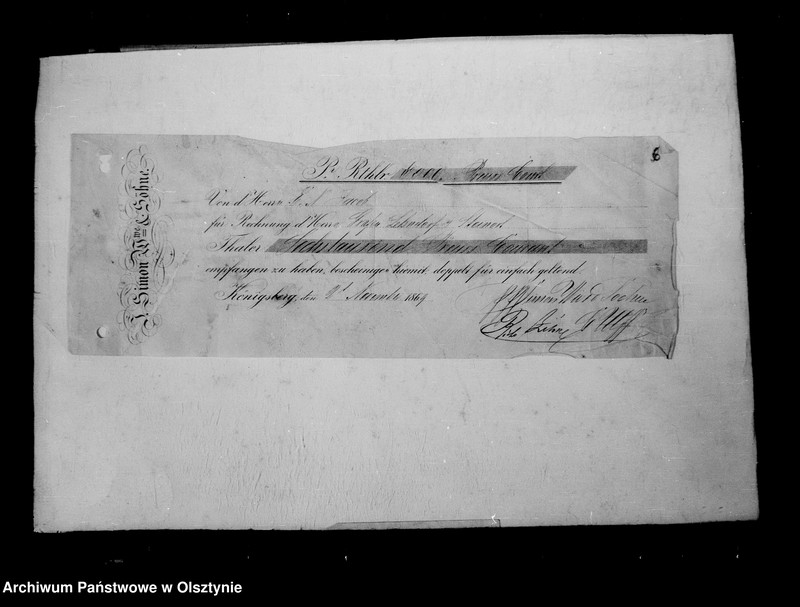 image.from.unit.number "/Akten betr. Geldgeschäfte der Lehndorff mit dem Bankhause J. Simon u. Söhne, Kgb/"