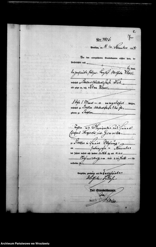 image.from.unit.number "Sterbe-Haupt-Register Breslau I 1884 Band 13"