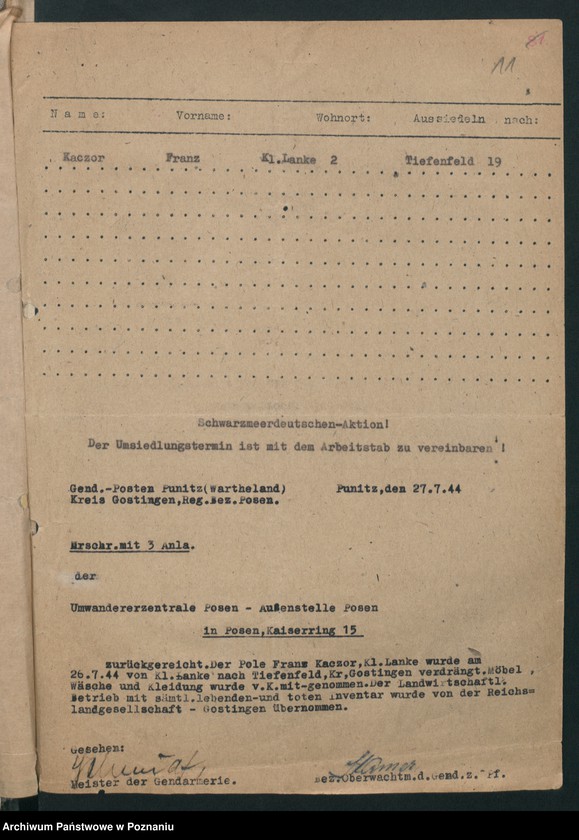 Obraz 14 z jednostki "Verdrängungslisten Gostigen [Gostyń]"