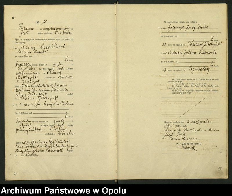 image.from.unit.number "Urząd Stanu Cywilnego Bierawa Księga małżeństw rok 1907-09"