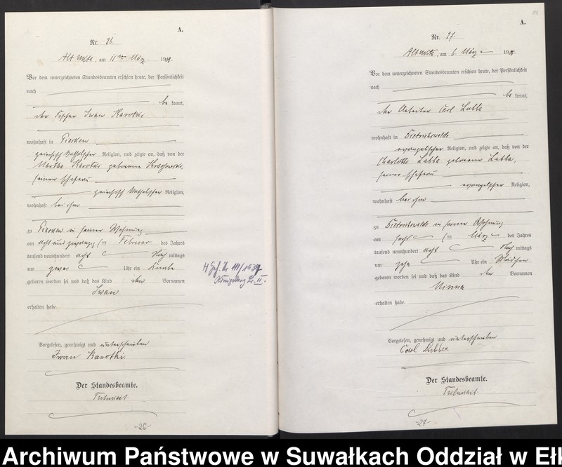 image.from.unit.number "[Geburts-Haupt-Register des Königlichen Preussischen Standes-Amtes Ukta Kreis Sensburg]"