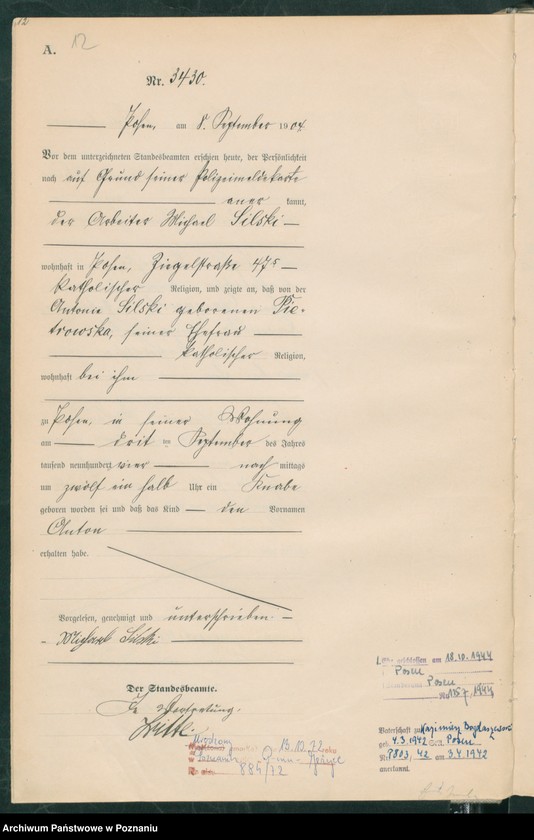 Obraz 13 z jednostki "Księga miejscowa urodzeń tom VII"