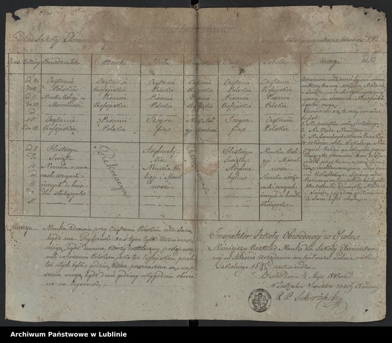 image.from.collection.number "Rozkład zajęć Szkoły Elementarnej w Urzędowie (1836-1861)111"