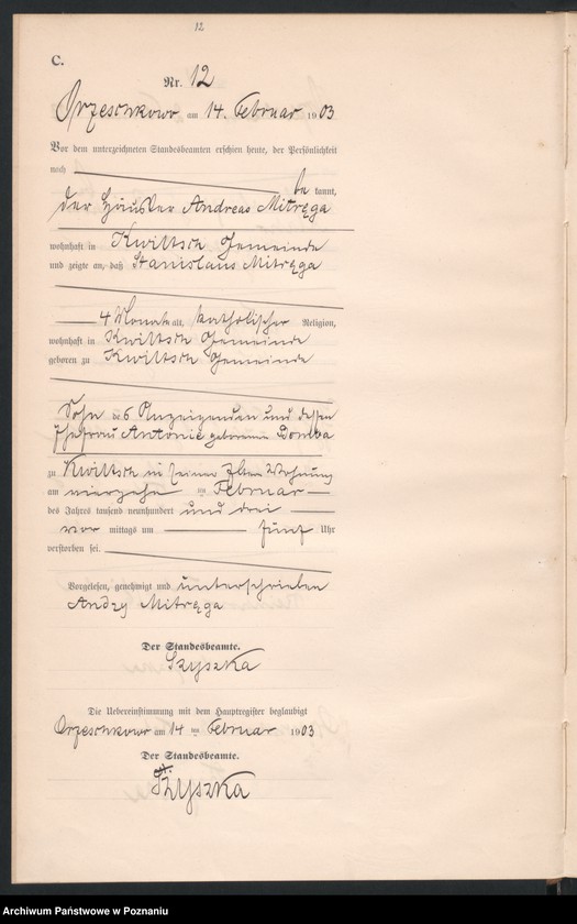 Obraz 15 z jednostki "Sterbe-Neben-Register"