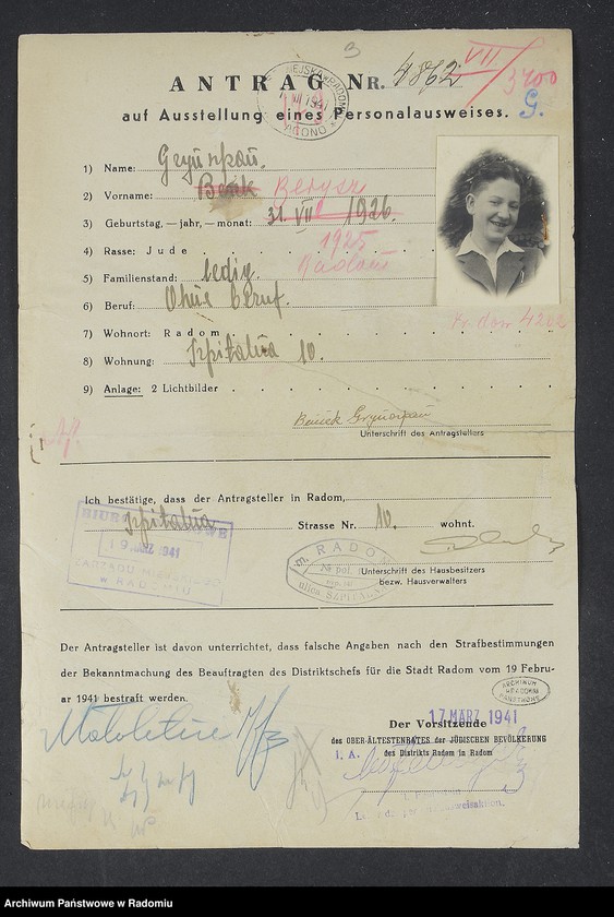 image.from.unit.number "[Wnioski o wydanie dowodów osobistych oraz nie odebrane dowody Grynszpan - Gutman Hercyk]"