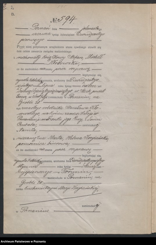 Obraz 4 z jednostki "Księga miejscowa małżeństw tom III [Rejestr główny małżeństw]"