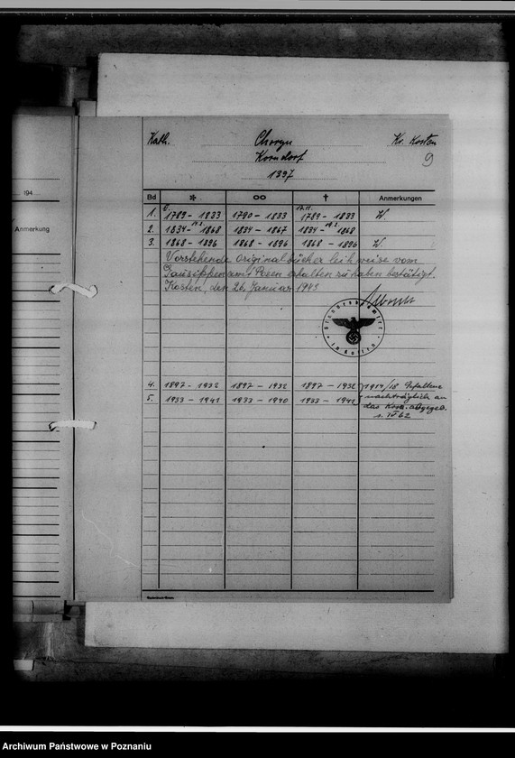 image.from.unit.number "Bücherverzeichnis, Kreissippenamt Kosten [Kościan]"