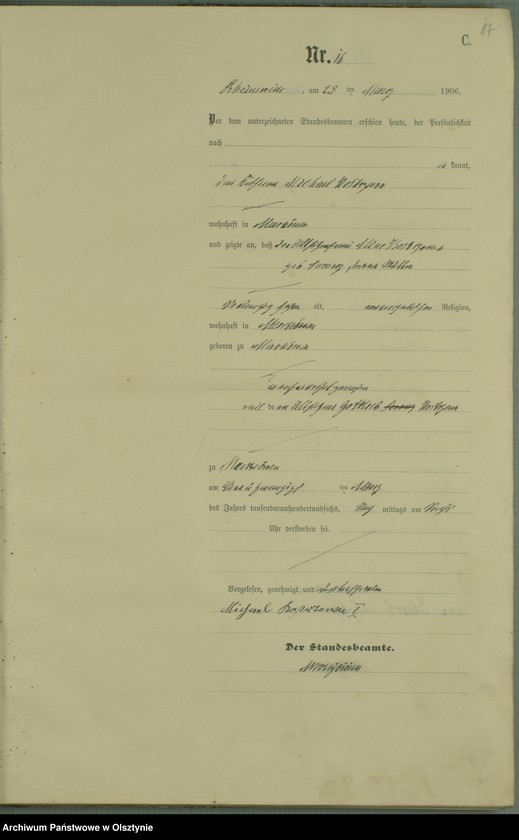 image.from.unit.number "Sterbe-Haupt-Register Nr 1 - 71"