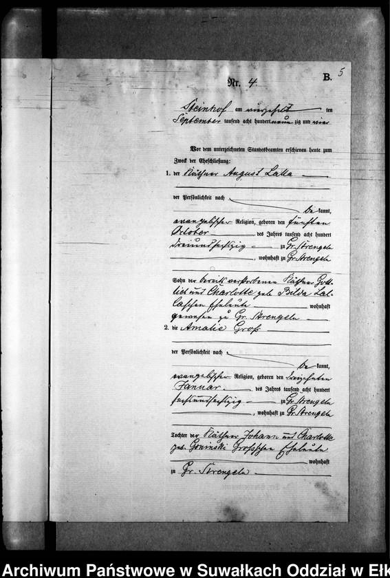 image.from.unit.number "Heiraths-Neben-Register des Preussischen Standes-Amtes Gr. Strengeln Kreis Angerburg"