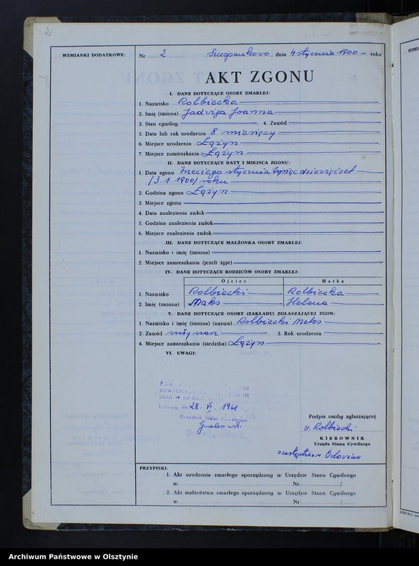 image.from.unit.number "Księga zgonów Nr 1 - 57,1 - 40,1 - 44 i 1 - 52 /przepisana w języku polskim z oryginału niemieckiego w dniach 28.06.- 7.07.1961/"