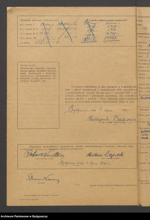 image.from.unit.number "Kwestionariusz dotyczący rejestracji szkód wojennych, nr 181-240"