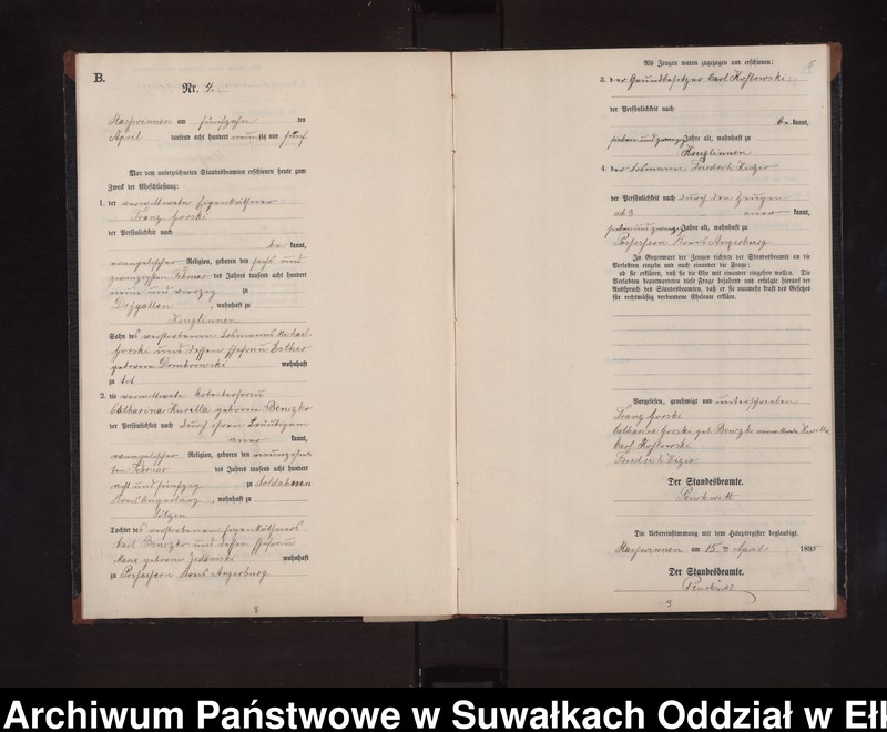 image.from.unit.number "Heiraths-Neben-Register des Preussischen Standes-Amtes Stasswinnen Kreis Lötzen"
