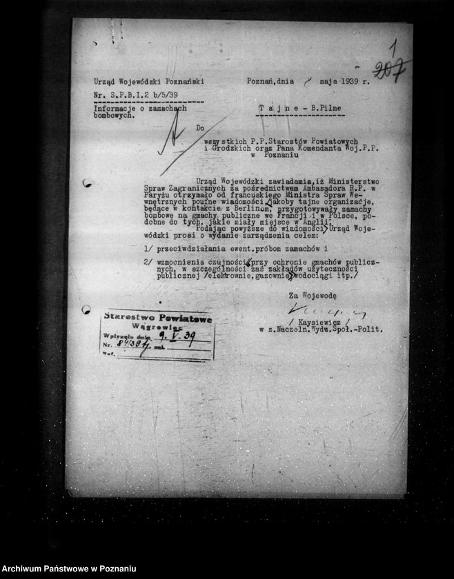 Obraz 5 z jednostki "/Nastroje ludności- niezadowolenie, zamachy bombowe- akta tajne/"