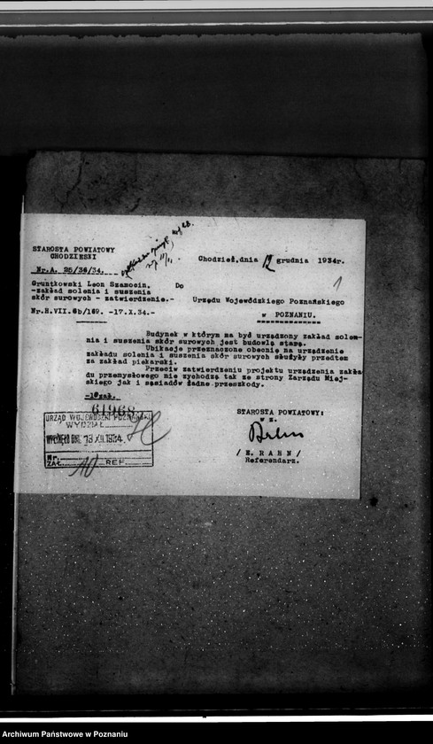 Obraz 5 z jednostki "Zatwierdzenie zakładu przemysłowego, solarnia skór Leon Gruntkowski w Szamocinie"