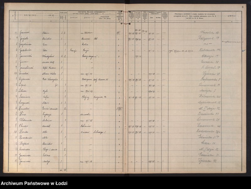 Obraz 9 z jednostki "Księga kontroli ruchu ludności (rejestr osób opuszczających gminę) Łódź, zespół III, lit. H, I, J, L, Ł"
