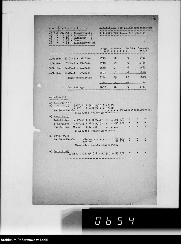 Obraz 12 z jednostki "Statistik [zatrudnienie i produkcja w Getcie według resortów i wydziałów, wykazy dostaw artykułów żywnościowych]"