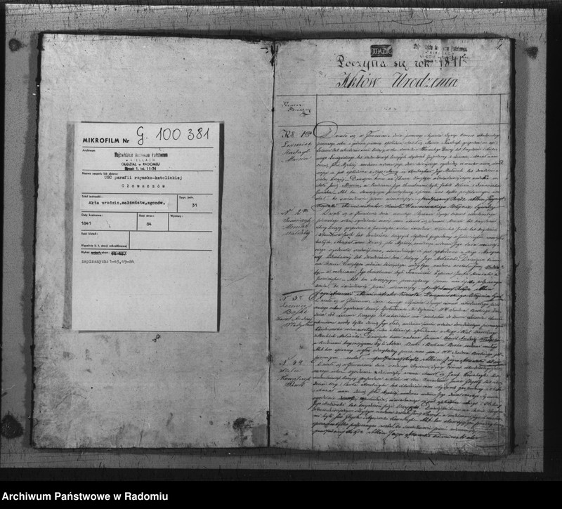 image.from.unit.number "Duplikat akt urodzenia, zaślubin i zeyścia z roku 1841 to jest od dnia 1 stycznia aż po koniec grudnia z parafii Głowaczów"