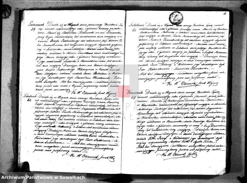 image.from.unit.number "Duplikat akt urodzonych, zaślubionych i zmarłych parafii wigierskiej z roku 1860"