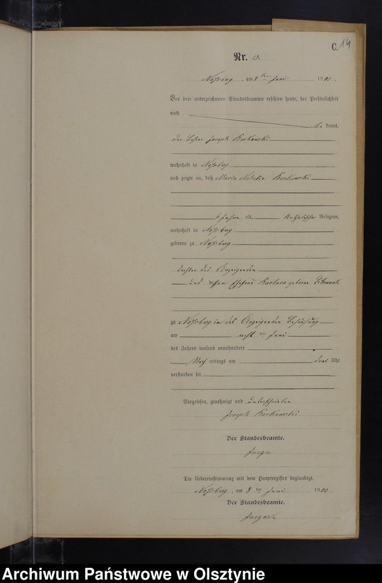 Obraz 16 z jednostki "Sterbe-Neben-Register Nr 1 - 19"