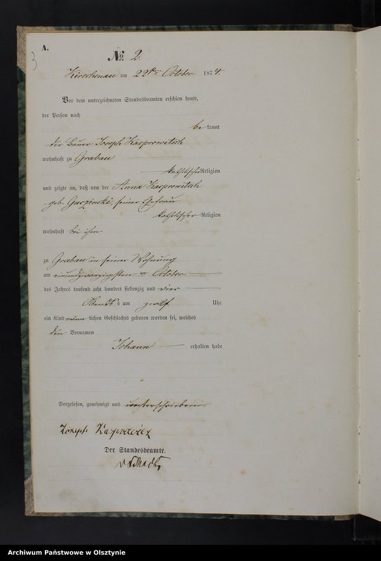 Obraz 5 z jednostki "Geburts-Haupt-Register Nr 1 - 18,1 - 66,1 - 71,1 - 64 i 1 - 62"