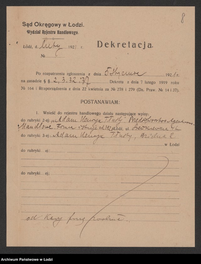 Obraz 10 z jednostki "Adam Henryk Tłusty - Przedsiębiorstwo Agenturowo-Handlowe"