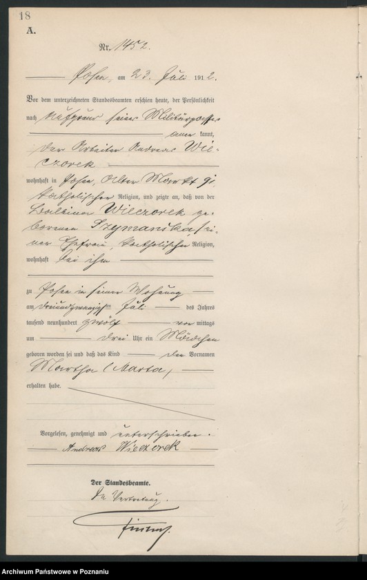 Obraz 20 z jednostki "Księga miejscowa urodzeń tom IV [Rejestr główny urodzeń]"