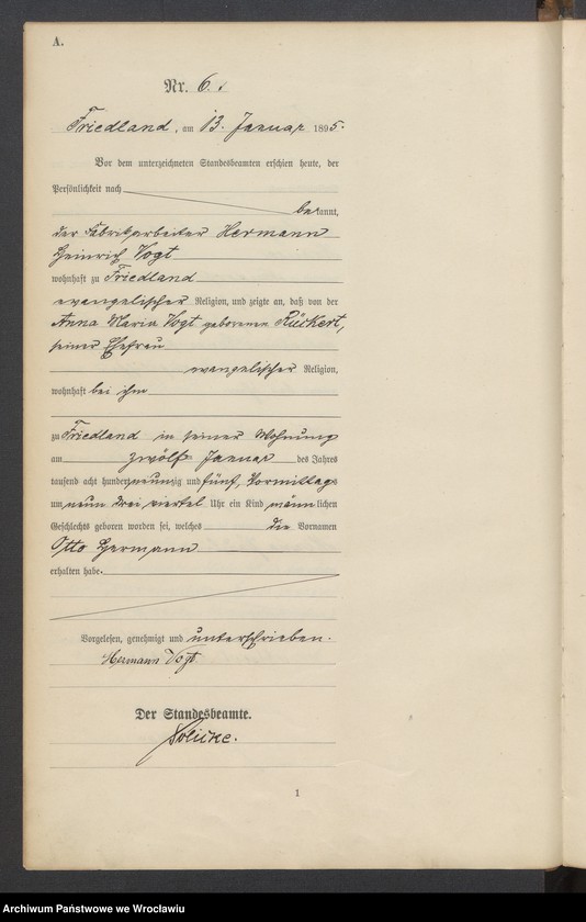 image.from.unit.number "Księga urodzeń USC Mieroszów (Friedland) 1895"