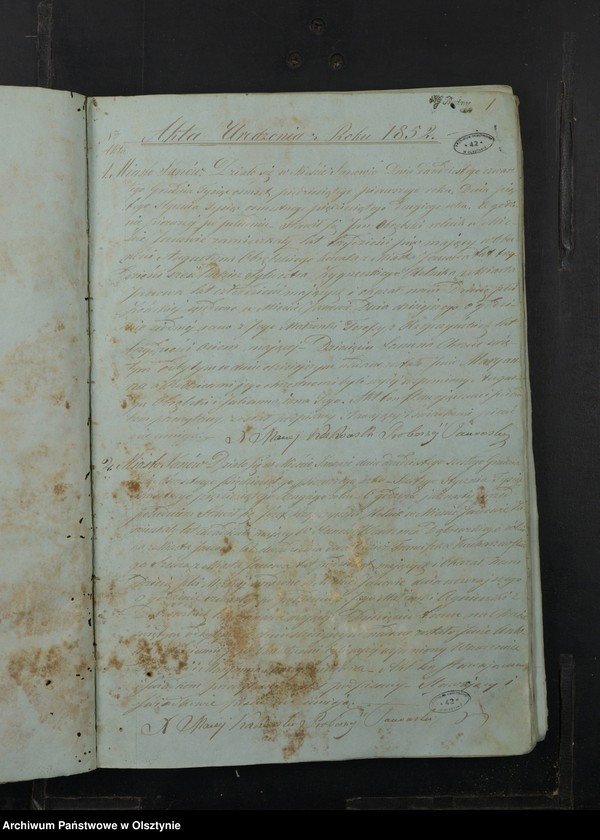 image.from.unit.number "Akta Urodzenia, Małżeństw, Zeyścia Parafij Janowskiej Powiatu Przasnyskiego w Gubernij Płockiej z roku 1852"