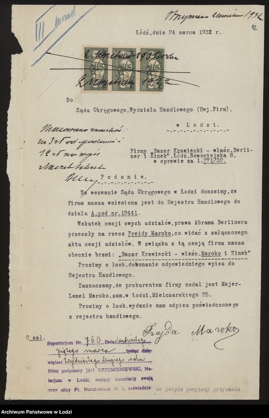 Obraz 14 z jednostki "Abram Berliner, Hinda Kinekowa- Bazar Krawiecki Berlinek i Kinek"