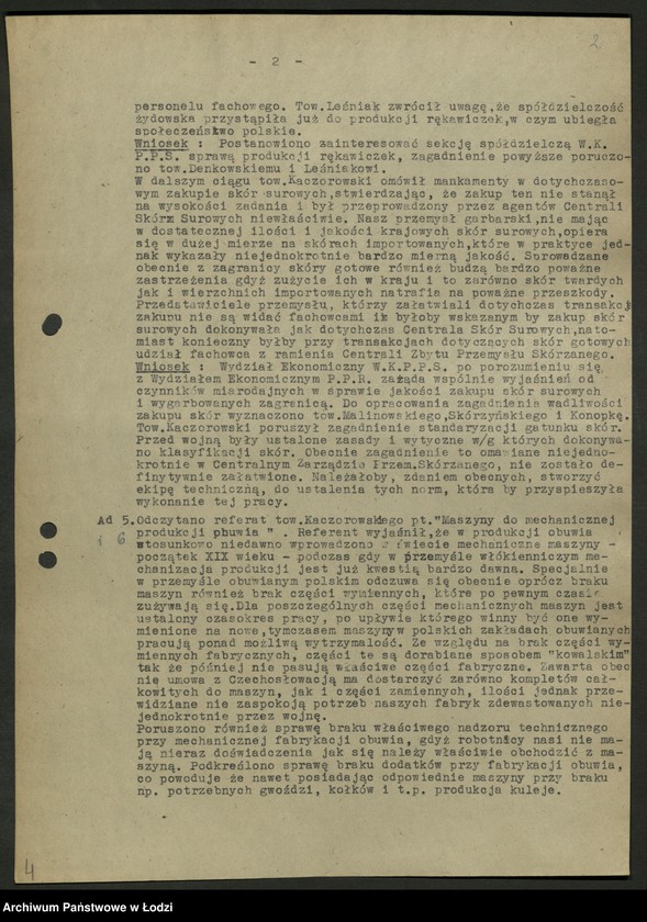 Obraz 3 z jednostki "Sekcja Skórzana WK-protokoły posiedzeń, sprawozdania"