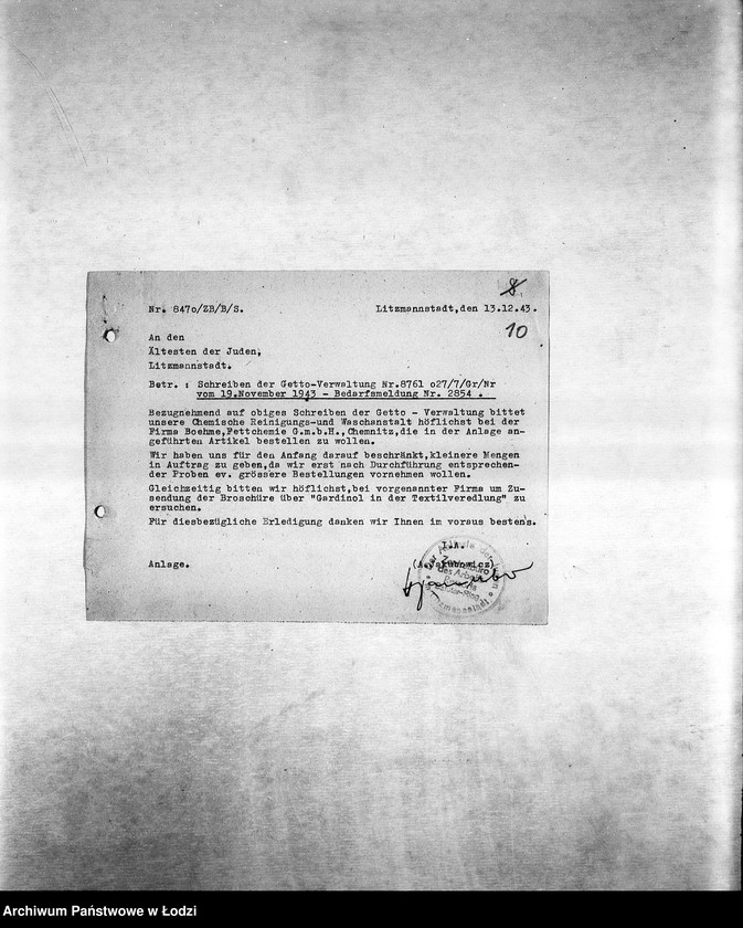 Obraz 13 z jednostki "Arbeitsressort R [Produkcja i zapotrzebowanie materiałów dla resortów pracy]"