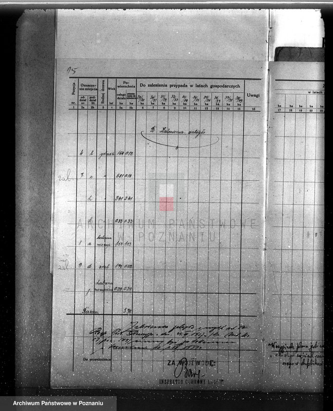 image.from.unit.number "Plan urządzenia gospodarstwa leśnego dla lasu majętności Myszkowo powiat szamotulski 1929-1939"
