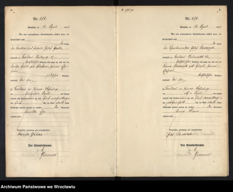 image.from.unit.number "Geburts-Haupt-Register Breslau I 1895 Band 3"